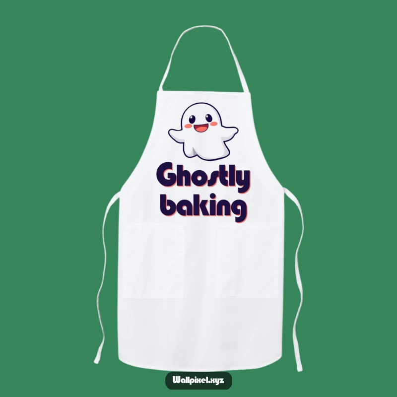Funny Pixel Ghost Ascending Apron: Spooky Kitchen Fun, Perfect Comedic Wear