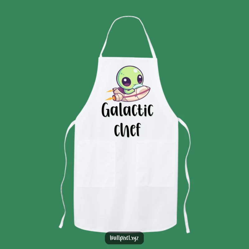 Funny Pixel Alien Spaceship Apron: Kawaii Kitchen Fun, Perfect Comedic Wear