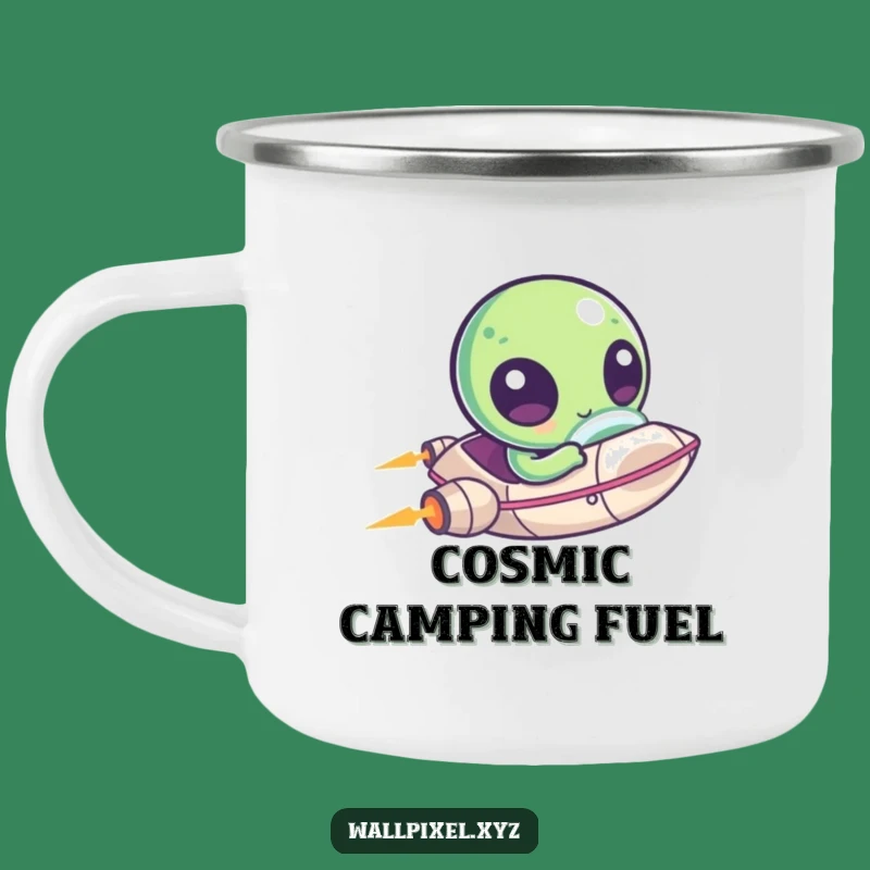 Funny Pixel Alien Spaceship Camping Mug: Cozy UFO Adventures, Perfect Comedic Drinkware