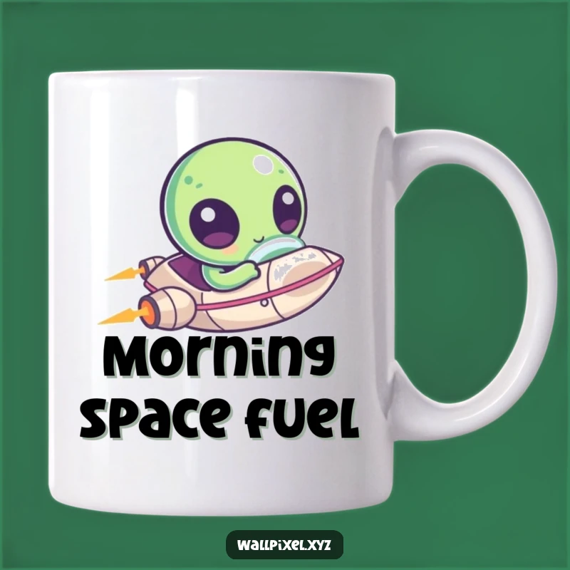 Funny Pixel Alien Spaceship Mug: Kawaii UFO Fun, Perfect Extraterrestrial Comedic Gift