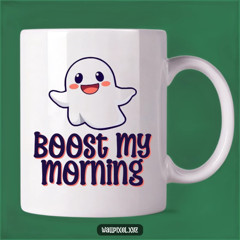 Funny Pixel Ghost Ascending Mug: Determined Spooky Fun, Perfect Comedic Gift
