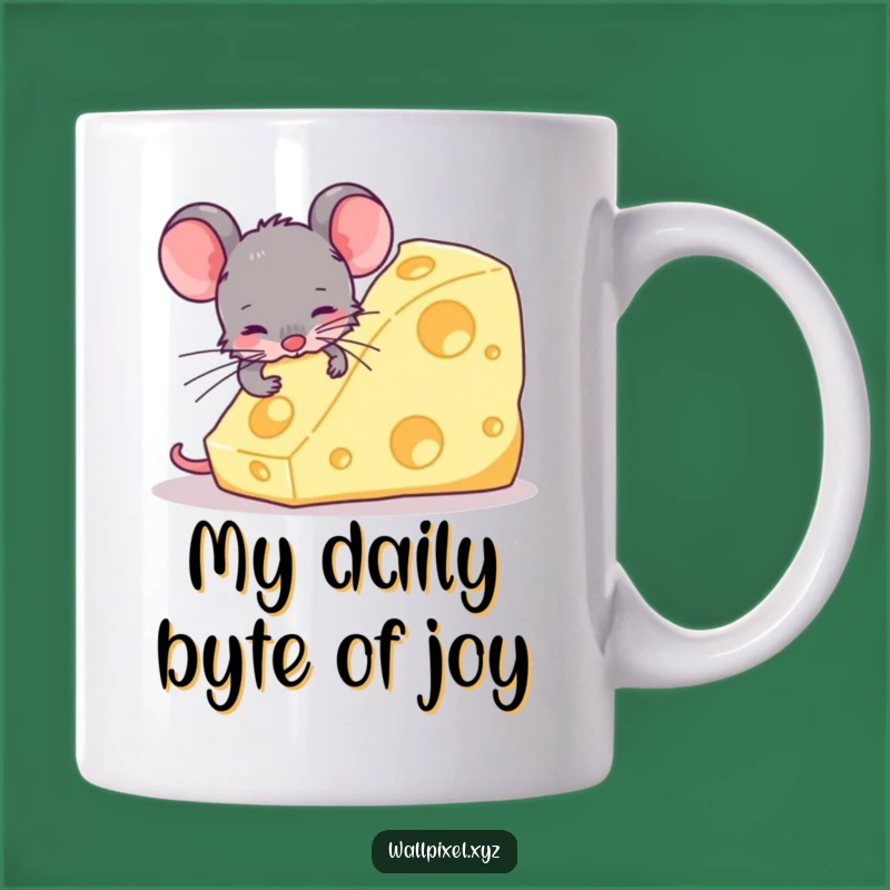 Funny Retro Pixel Mouse Nibbling Cheese Mug - Perfect Geeky Gift Idea