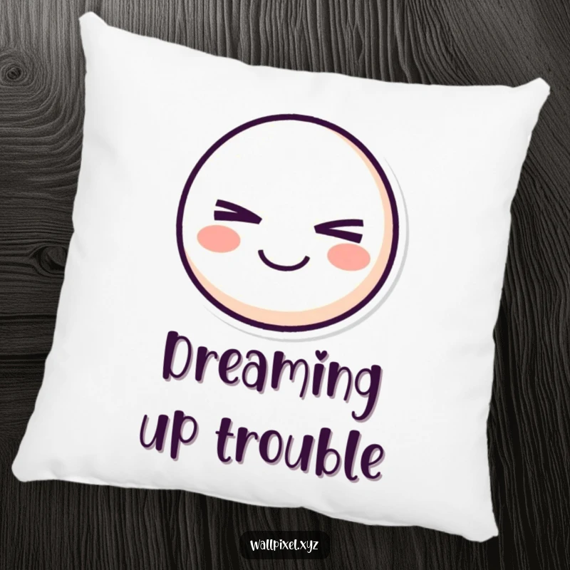 Funny pixel smiley face pillow with a retro character winking mischievously, offering cozy comfort and pixelated playfulness.