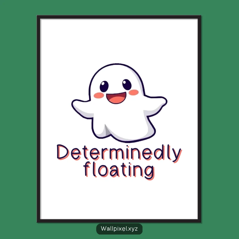 Funny Pixel Ghost Ascending Art Print: Spooky Determination Scene, Perfect Comedic Wall Decor