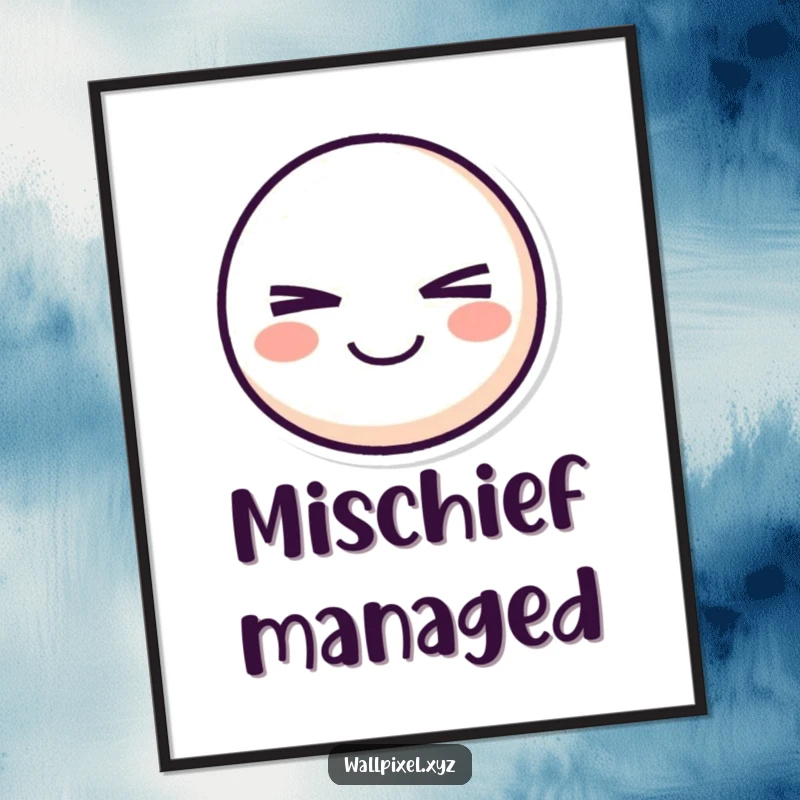 Funny pixel smiley face digital art print of a retro character winking mischievously, adding playful and humorous vibes.