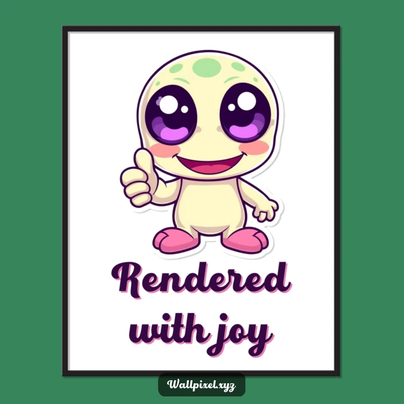 Funny Pixel Alien Thumbs Up Digital Print - Retro Gaming Decor Gift