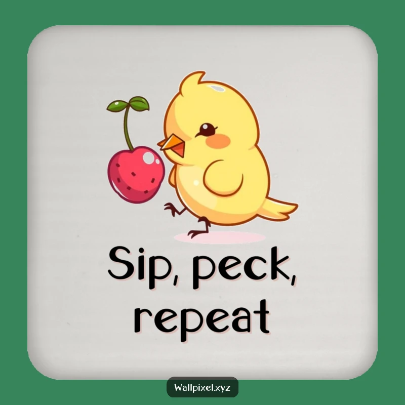 Keep your surfaces safe and stylish with this funny pixel bird coaster set. Features a cute bird enjoying a pixelated berry.