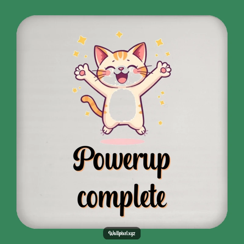 Funny Pixel Cat Leap Coaster: Retro Gaming Protection for Your Surfaces