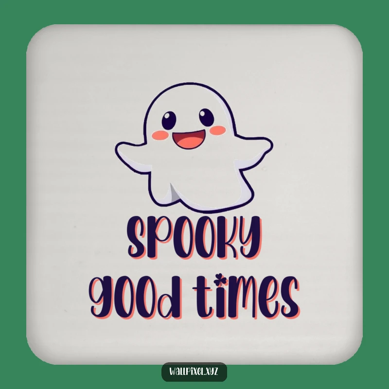 Funny Pixel Ghost Ascending Coaster: Spooky Surface Protection, Perfect Comedic Decor