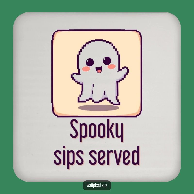 Funny Pixel Ghost Haunt Coaster: Protect Surfaces with Retro Spookiness