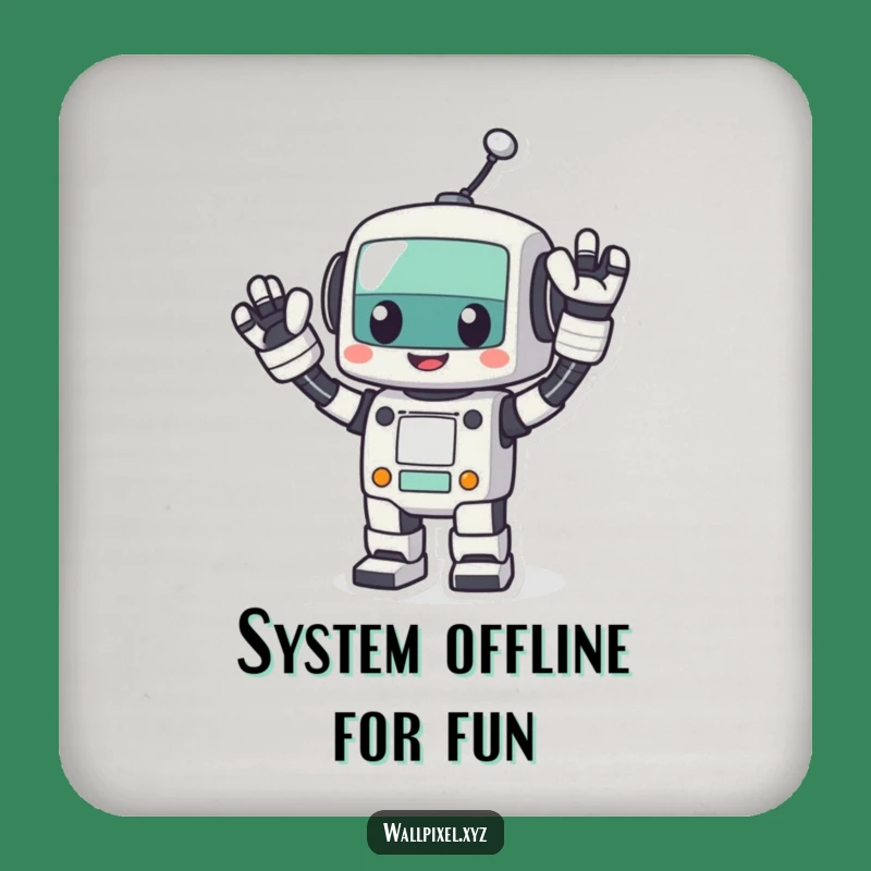 Funny Pixel Robot Wave Coaster: Retro Tech Protection for Your Surfaces