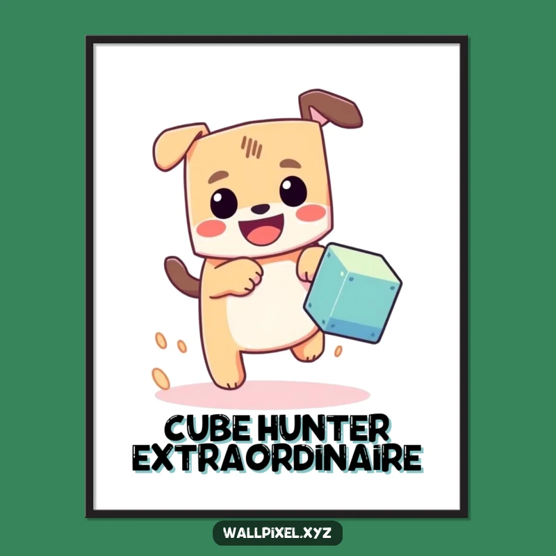 Funny Pixel Dog Chase Poster: Retro Game Art, Energetic Wall Decor