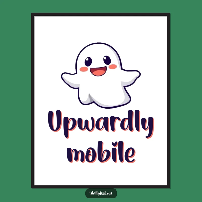 Funny Pixel Ghost Ascending Poster: Spooky Wall Art, Perfect Comedic Decor