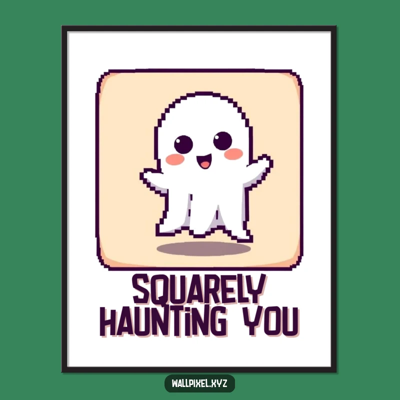 Retro Funny Pixel Ghost Poster: Inject Spooky Humor into Your Walls