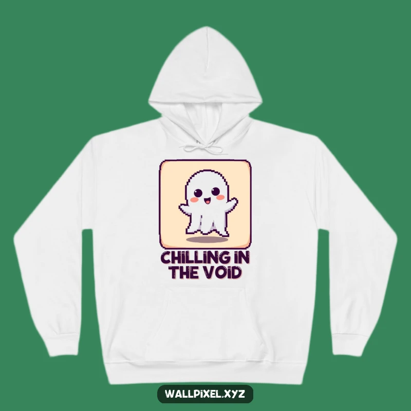 Cozy Funny Pixel Ghost Hoodie: Snuggle Up with Spooky Fun