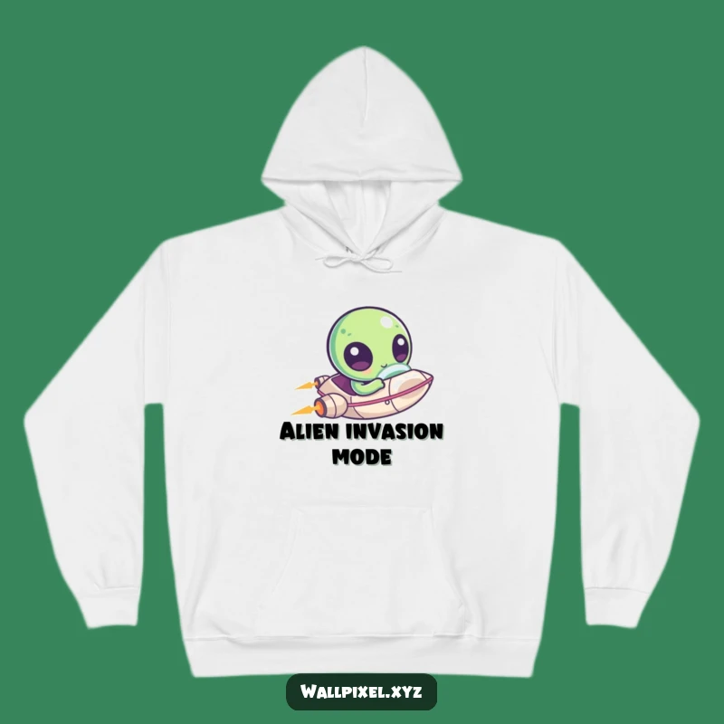Funny Pixel Alien Spaceship Hoodie: Cozy UFO Comfort, Perfect Extraterrestrial Comedic Wear
