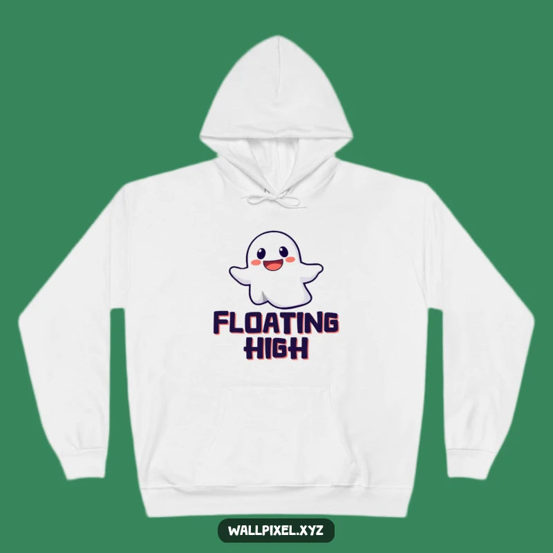 Funny Pixel Ghost Ascending Hoodie: Cozy Spooky Comfort, Perfect Comedic Wear