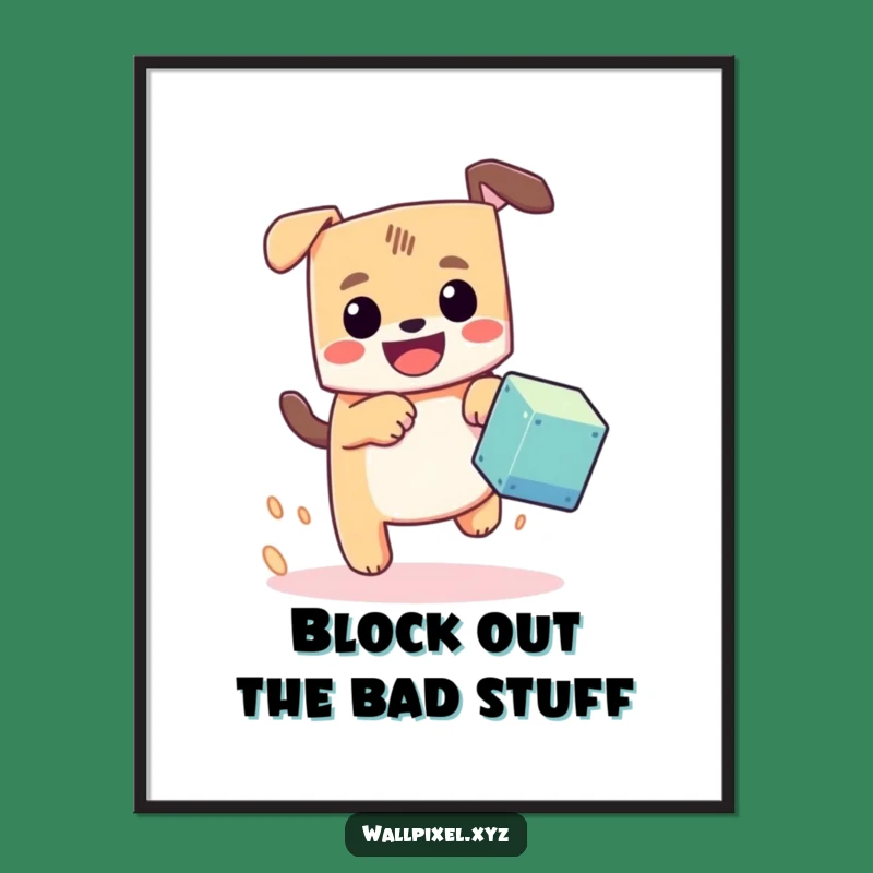 Free Printable Wall Art: Pixel Dog Chase Funny Downloadable Art