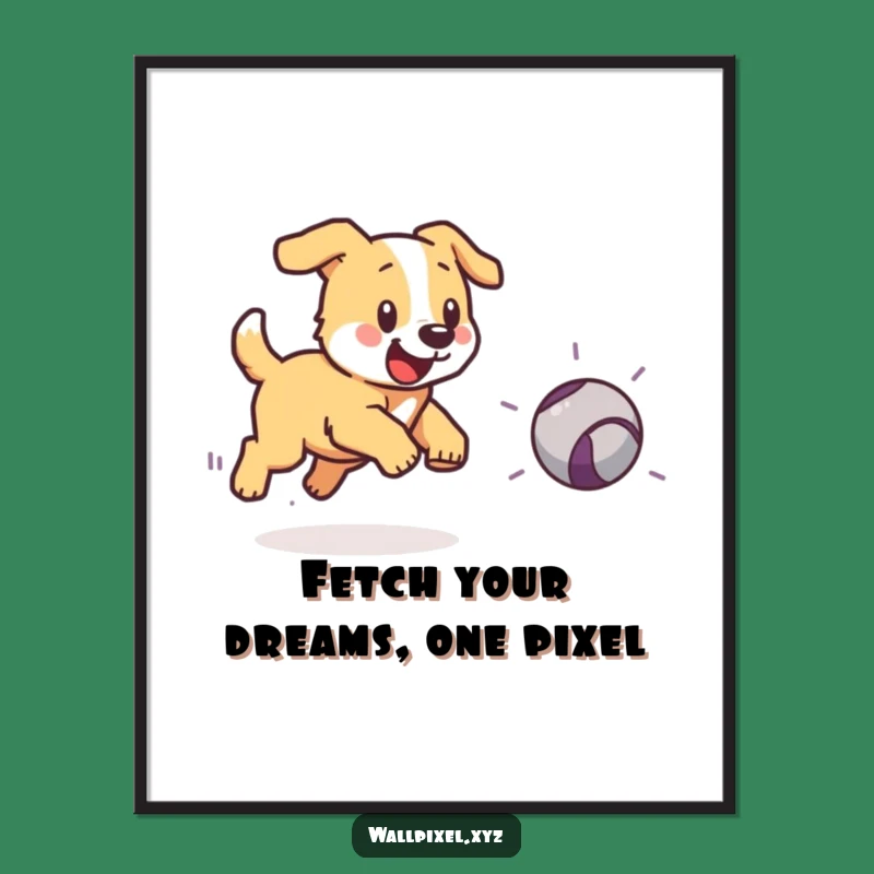 Free Printable Wall Art: Pixel Dog Chase - Funny Pixel Art Downloadable Decor