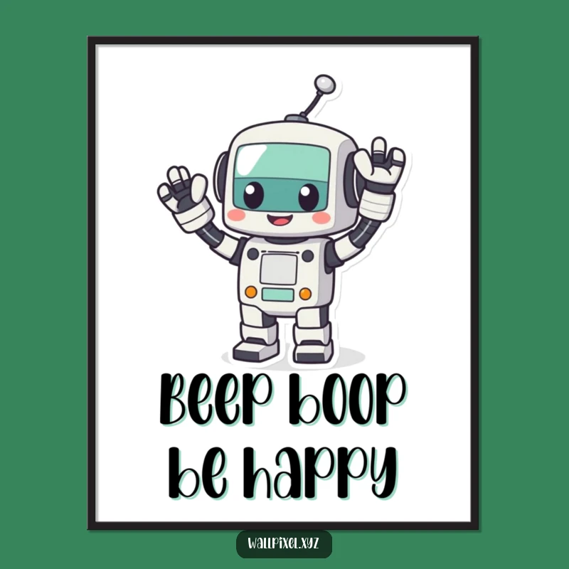 Free Printable Wall Art: Pixel Robot Wave Funny Downloadable Art