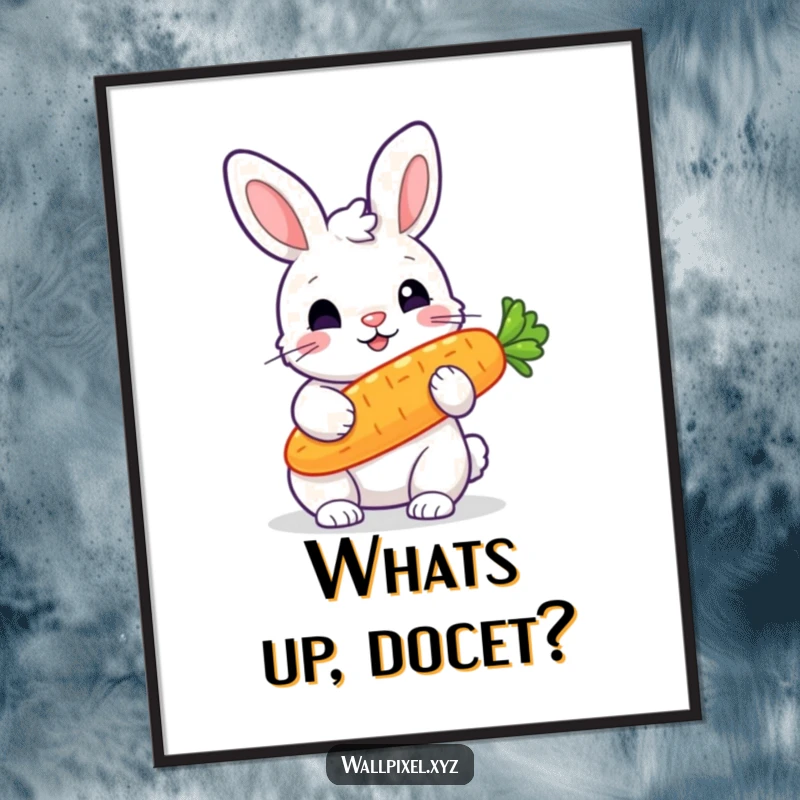 Funny Free Printable Wall Art: A chunky pixelated rabbit holds a luminous pixelated carrot, adding retro charm.