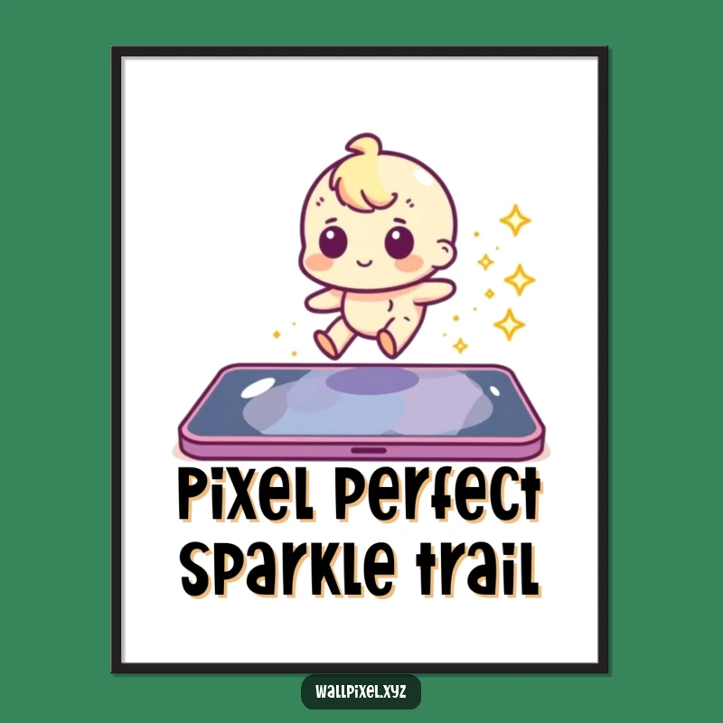 Funny Free Printable Wall Art: Pixel Character Sparkle Downloadable Gift
