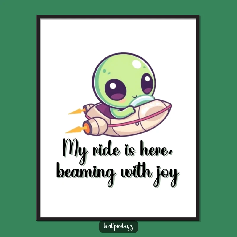 Free Printable Wall Art: Alien Spaceship Zoom - Cute Pixel Downloadable Decor!