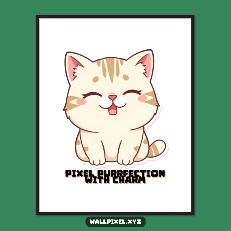 Free Printable Wall Art: Pixel Cat Wink, Whimsical Funny Downloadable Decor