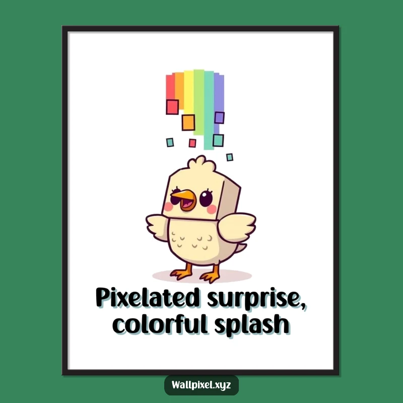 Add a touch of retro fun and humor to your walls with this free printable bird art. Print at home for a pixelated pop.