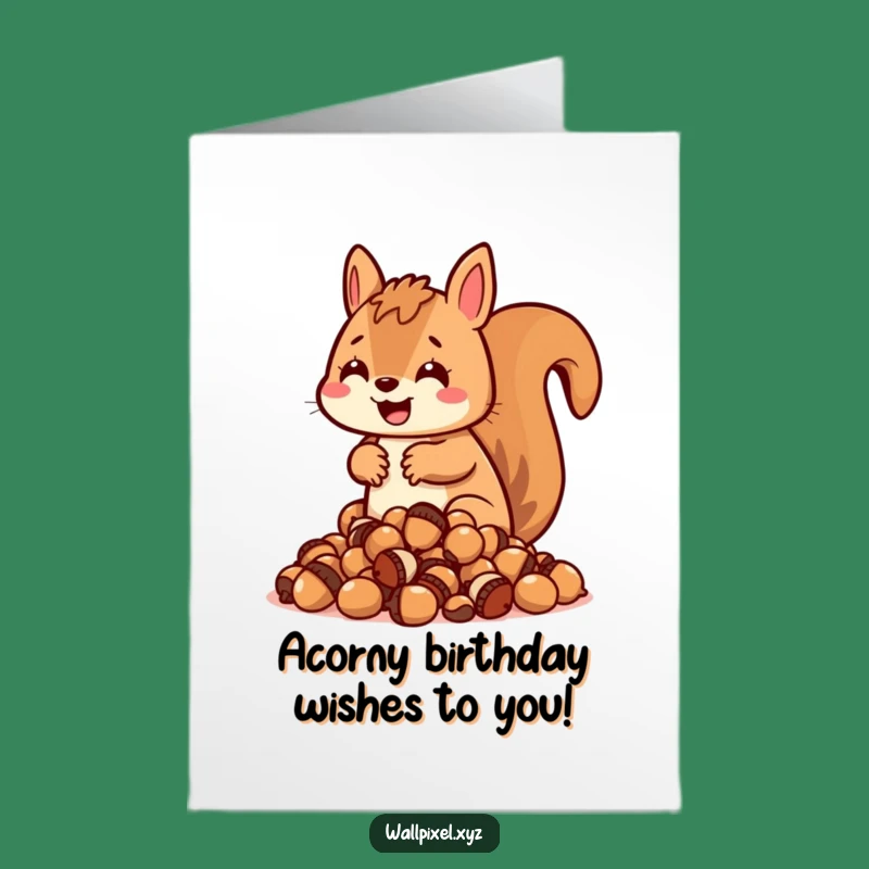Free Printable Birthday Card: Pixel Squirrel Hoarding Funny Downloadable Greeting