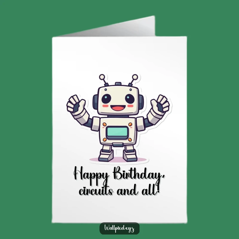 Free Printable Pixel Robot Birthday Card: Cheerful Waves Downloadable Funny Gift