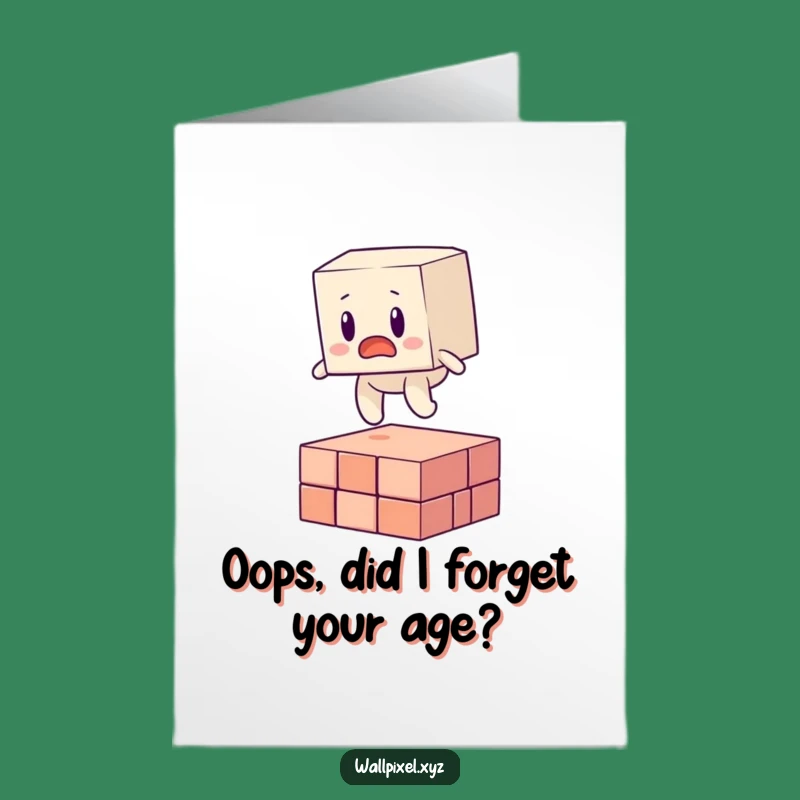 Free Printable Birthday Card: Blocky Figure Surprise - Funny Downloadable Gift for Gamer