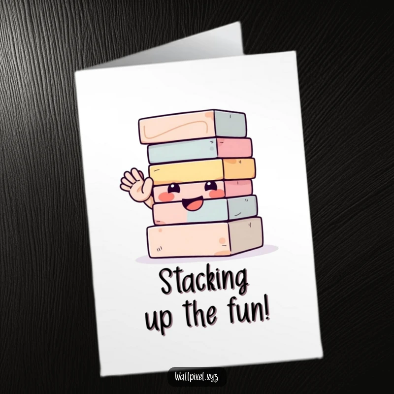 Funny Free Printable Birthday Card: A smiling stack of colorful blocks waving hello, ready to celebrate your special day.