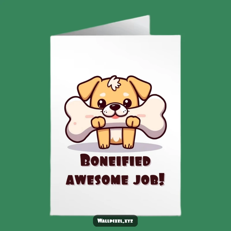 Free Printable Blocky Dog Congrats Card - Pixelated Bone Downloadable Gift