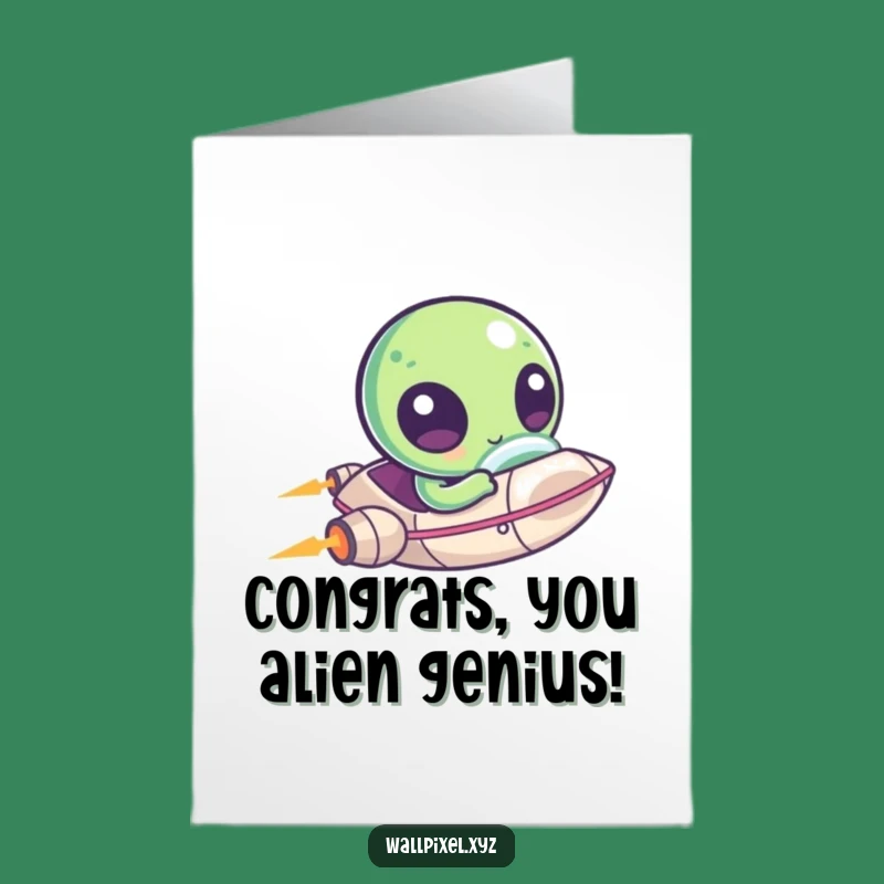 Free Printable Congrats Card: Alien Spaceship Zoom - Adorable Downloadable Greeting!