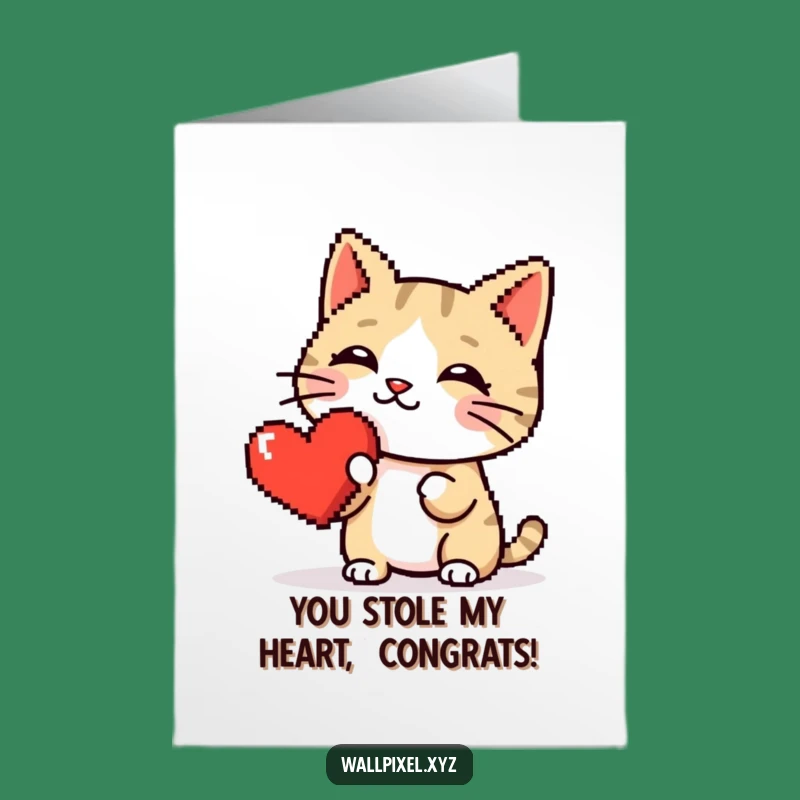 Free Printable Congrats Card: Pixel Cat Heart Boop - Sweet Downloadable Greeting!