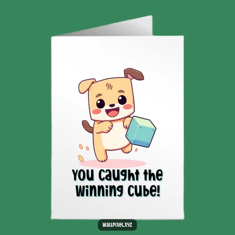 Free Printable Congrats Card: Pixel Dog Chase Funny Downloadable Gift