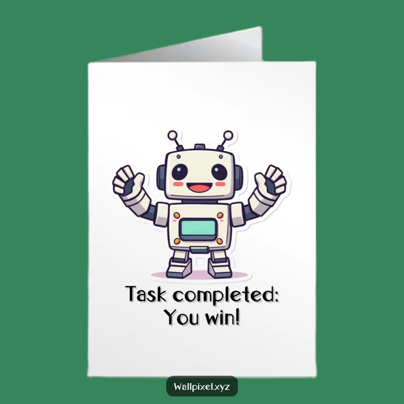 Free Printable Pixel Robot Congrats Card: Energetic Celebration Waves Downloadable Gift