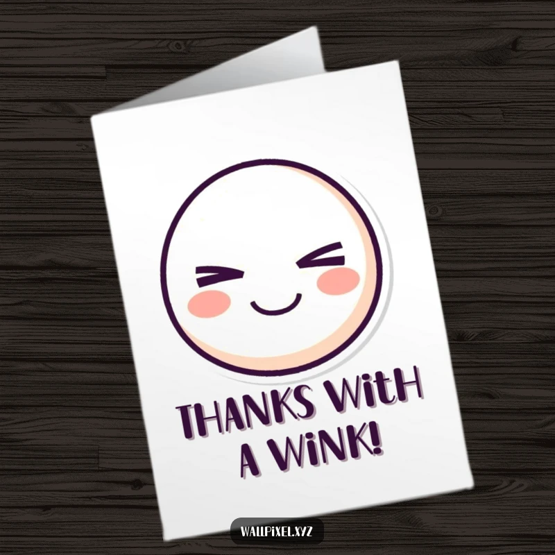 Funny Free Printable Thank You Card with a pixelated smiley face winking mischievously, offering a fun thanks.