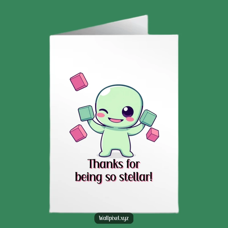 Free Printable Thank You Card: Alien's Grateful Juggling Act - Unique Download