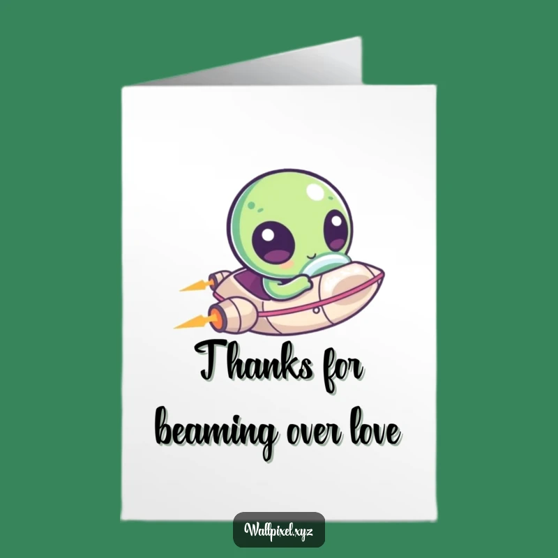 Free Printable Thank You Card: Alien Spaceship Zip - Cute Downloadable Note!