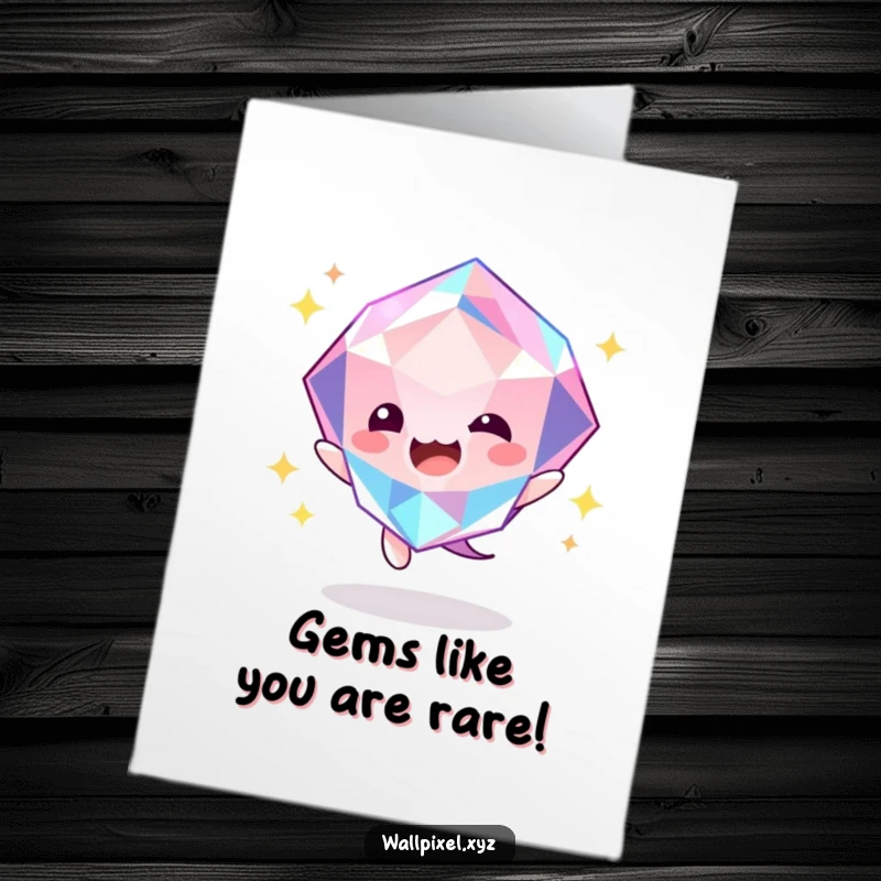 Funny Free Printable Gem Thank You Card, a bouncing faceted gem radiating warmth and thanks.