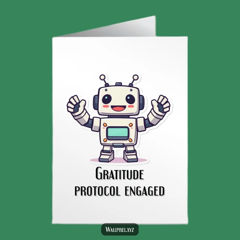 Free Printable Pixel Robot Thank You Card: Robot Wave of Gratitude Downloadable Gift