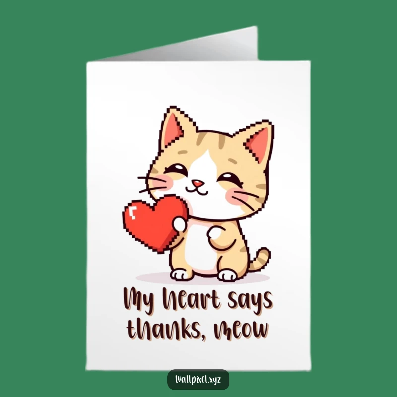 Free Printable Thank You Card: Pixel Cat Heart Boop - Cute Downloadable Note!