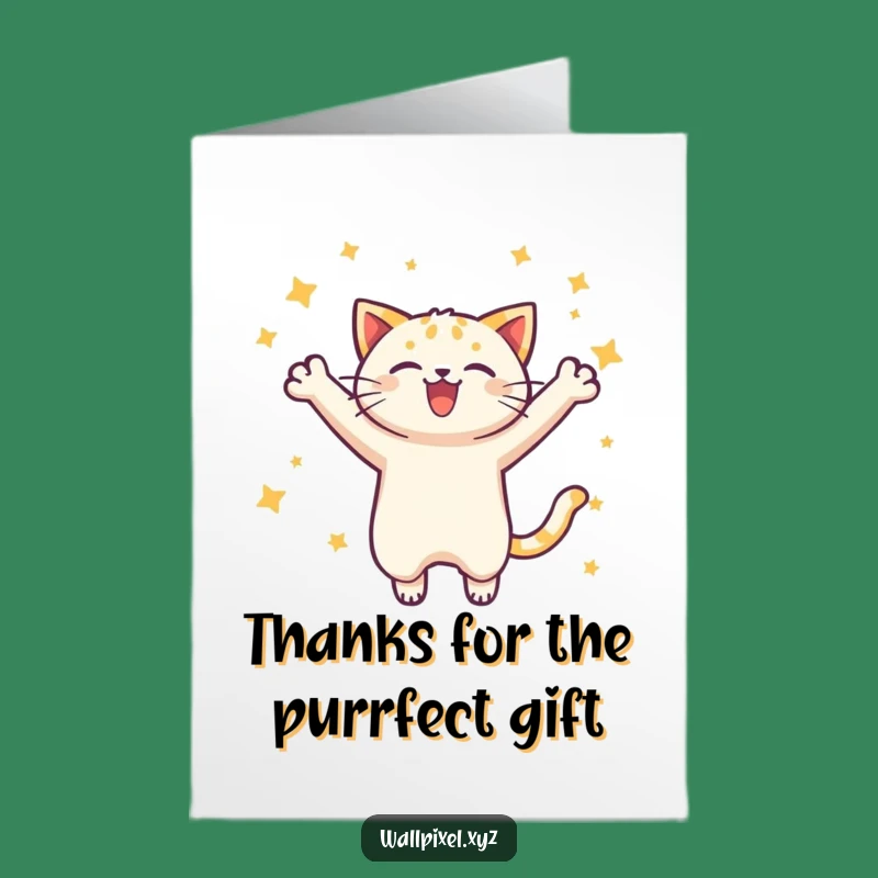 Free Printable Pixel Cat Thank You Card: Grateful Star Leap Downloadable Gift