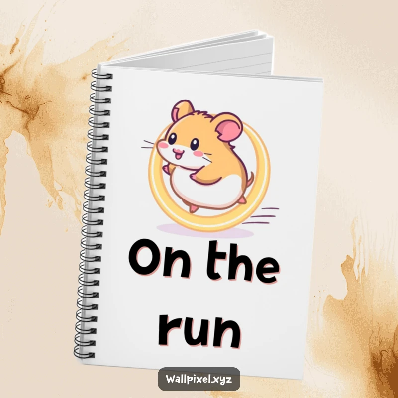 Funny Pixel Hamster Notebook: A pixelated hamster runs on a glowing wheel, perfect for jotting down motivated thoughts.