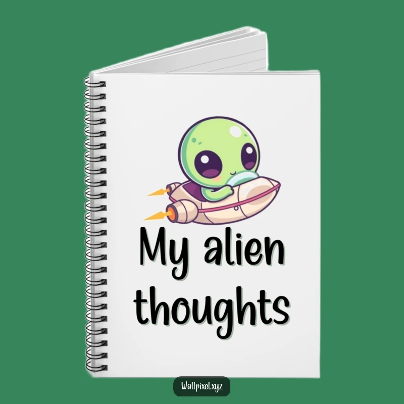 Funny Pixel Alien Spaceship Notebook: Kawaii UFO Journal, Perfect Comedic Pages