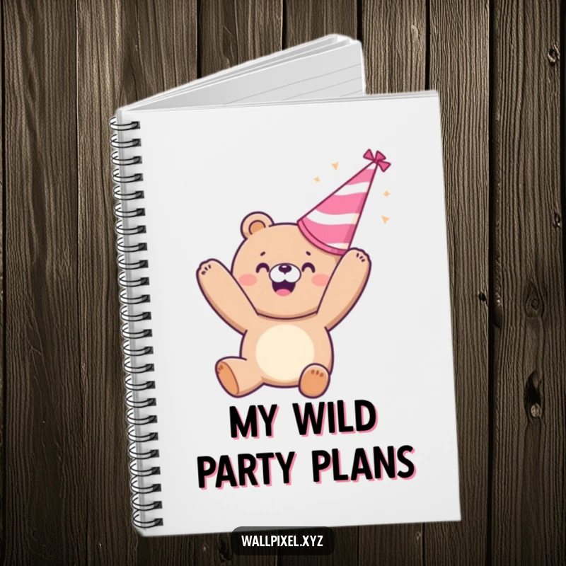 Funny notebook: A delighted pixelated bear throws a party hat, a humorous journal for all your celebratory ideas.
