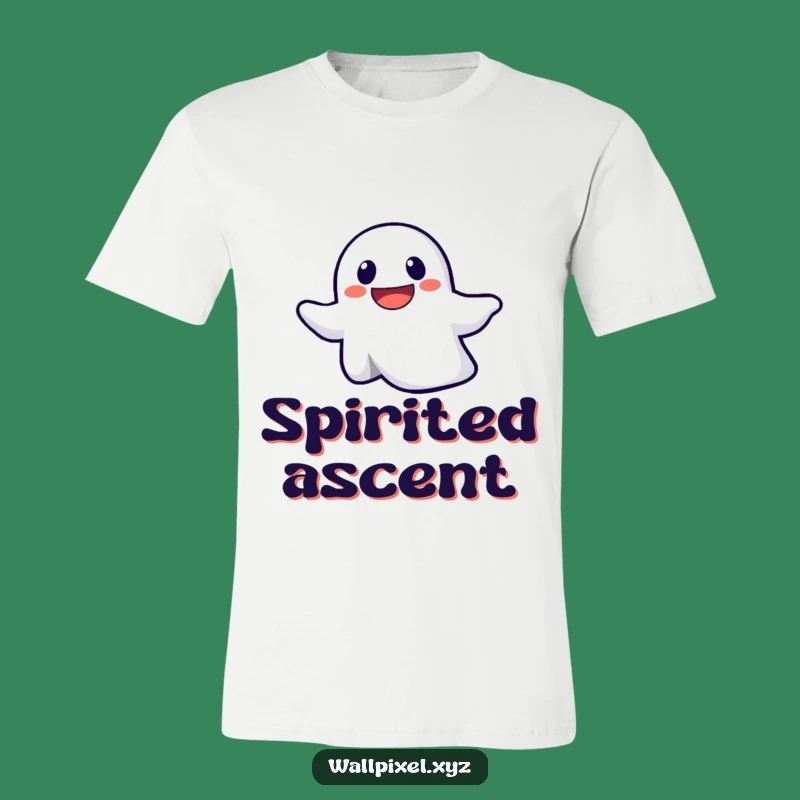 Funny Pixel Ghost Ascending Tee: Determined Spooky Style, Perfect Comedic Shirt