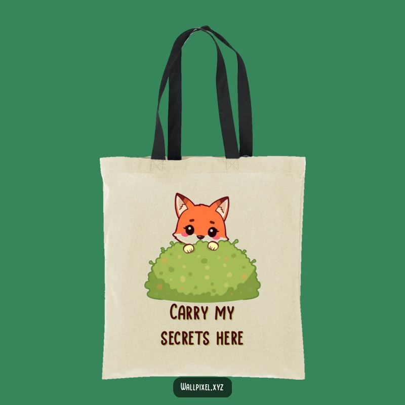Funny Pixel Fox Tote Bag: Blocky Character Peeking, Stylish Gamer Accessory Gift!
